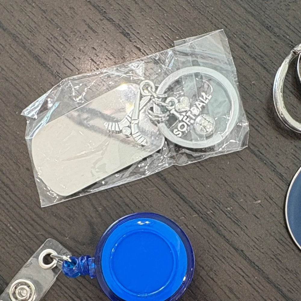 Assorted Keychain Lot - Blue, Silver, Red Accent